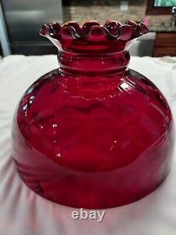 Vintage Red Amberina Glass GWTW Parlor Lamp Shade 10 Fitter