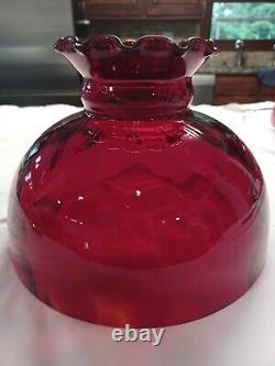 Vintage Red Amberina Glass GWTW Parlor Lamp Shade 10 Fitter