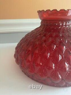 Vintage Red Diamond Quilted Glass Lamp Shade
