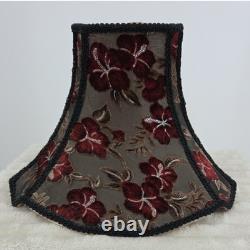 Vintage Red Floral Embroidered Chenille Lampshade
