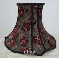 Vintage Red Floral Embroidered Chenille Lampshade
