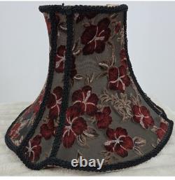 Vintage Red Floral Embroidered Chenille Lampshade