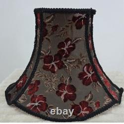 Vintage Red Floral Embroidered Chenille Lampshade