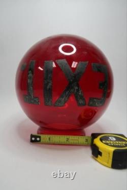 Vintage Red Glass Ball EXIT Sign Hand-Painted Sphere Light Shade Fixture B9