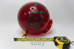Vintage Red Glass Ball EXIT Sign Hand-Painted Sphere Light Shade Fixture B9