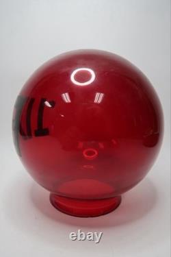 Vintage Red Glass Ball EXIT Sign Hand-Painted Sphere Light Shade Fixture B9