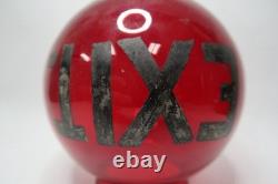 Vintage Red Glass Ball EXIT Sign Hand-Painted Sphere Light Shade Fixture B9