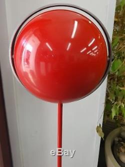 Vintage Red Retro Floor Standing Lamp With Movable Globe Shades c1970's
