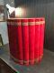 Vintage Red Velvet Trim Drum Barrel Lamp Shade 20in Tall X 18in Mid Century