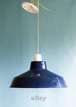 Vintage Retro Blue Industrial Style Pendant Light Shade & Fittings FREE UK P&P