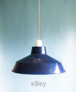 Vintage Retro Blue Industrial Style Pendant Light Shade & Fittings FREE UK P&P