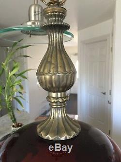 Vintage Retro Lamp Glass Large Oversized Amber 27H x 15W (no shade)