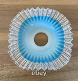 Vintage Retro Lamp Shade Ruffle with Ribbon Glass Blue Great