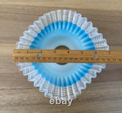 Vintage Retro Lamp Shade Ruffle with Ribbon Glass Blue Great