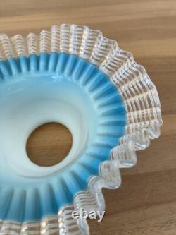 Vintage Retro Lamp Shade Ruffle with Ribbon Glass Blue Great
