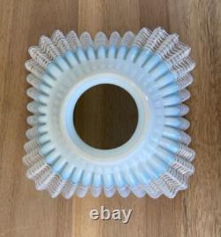 Vintage Retro Lamp Shade Ruffle with Ribbon Glass Blue Great