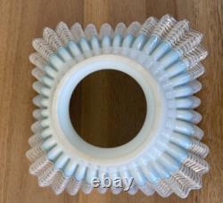 Vintage Retro Lamp Shade Ruffle with Ribbon Glass Blue Great