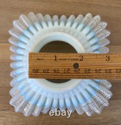 Vintage Retro Lamp Shade Ruffle with Ribbon Glass Blue Great