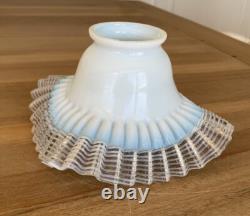 Vintage Retro Lamp Shade Ruffle with Ribbon Glass Blue Great