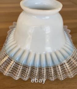 Vintage Retro Lamp Shade Ruffle with Ribbon Glass Blue Great