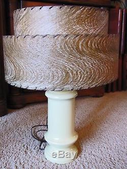 Vintage Retro Mid-Century 2-Tier Fiberglass Lamps Shades Brown Swirl Design