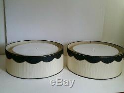 Vintage Retro Mid Century Modern Pair of Shades (Lampshades, Lamp) Short Drum