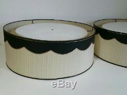 Vintage Retro Mid Century Modern Pair of Shades (Lampshades, Lamp) Short Drum