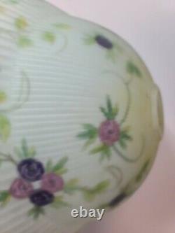 Vintage Reverse Painted Purple Rose Flower Glass Lamp Light Shade Fixture 14