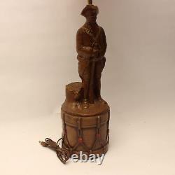 Vintage Revolutionary War Colonial Soldier Table Lamp Statue with Lamp Shade