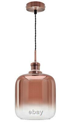 Vintage Rose Gold Glass Copper Shade Pendant Ceiling Light Chandelier M0201