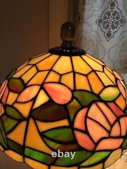 Vintage Roses Stained Tiffany Style Lamp Shade 12 in wide HANDMADE