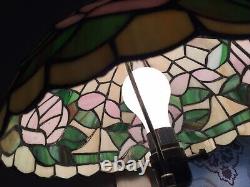 Vintage Roses Stained Tiffany Style Lamp Shade 12 in wide HANDMADE