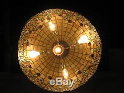 Vintage Royal Art Leaded Glass Hanging Lamp Shade