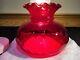 Vintage Ruby Red Diamond Optic Student Lamp Shade Ruffled Glass 7 Fitter