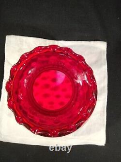 Vintage Ruby Red Diamond Optic Student Lamp Shade Ruffled Glass 7 Fitter