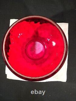 Vintage Ruby Red Diamond Optic Student Lamp Shade Ruffled Glass 7 Fitter