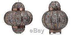 Vintage Rustic Bronze Metal Moroccan Light Shade AND Matching Table Lamp NEW