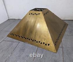 Vintage Rustic Empire Tin Metal Lamp Shade Punched Triangles Brutalist