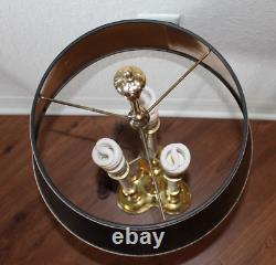 Vintage STIFFEL Brass Bouillotte Candlestick Lamp Model 7145 with Original Shade