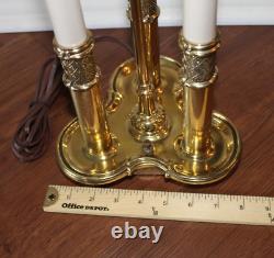 Vintage STIFFEL Brass Bouillotte Candlestick Lamp Model 7145 with Original Shade