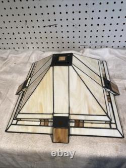 Vintage STIFFEL Stained Slag Glass Lamp Shade Arts & Crafts Mission Deco