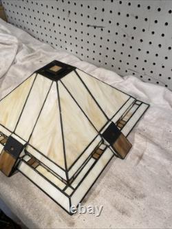 Vintage STIFFEL Stained Slag Glass Lamp Shade Arts & Crafts Mission Deco