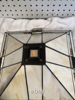 Vintage STIFFEL Stained Slag Glass Lamp Shade Arts & Crafts Mission Deco
