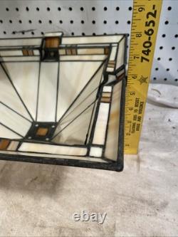 Vintage STIFFEL Stained Slag Glass Lamp Shade Arts & Crafts Mission Deco