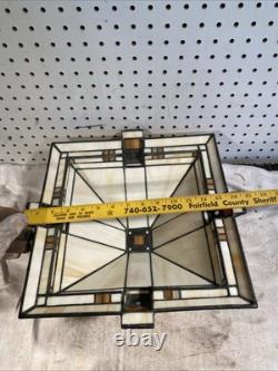 Vintage STIFFEL Stained Slag Glass Lamp Shade Arts & Crafts Mission Deco