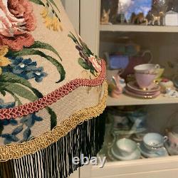 Vintage Sanderson'Allegro' 1950's/60's floral linen fringed 15 lampshade