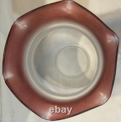 Vintage Satin Etched Globe Cranberry Ruffle Top Oil Lamp Tulip Shade 3 Fitter