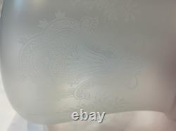 Vintage Satin Etched Globe Cranberry Ruffle Top Oil Lamp Tulip Shade 3 Fitter