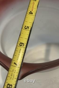 Vintage Satin Etched Globe Cranberry Ruffle Top Oil Lamp Tulip Shade 3 Fitter