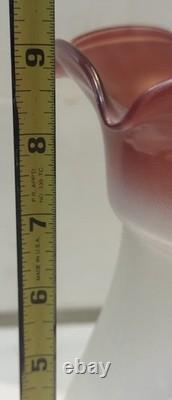 Vintage Satin Etched Globe Cranberry Ruffle Top Oil Lamp Tulip Shade 3 Fitter